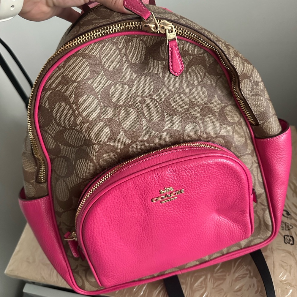 Coach Tan and Pink Women's Backpack